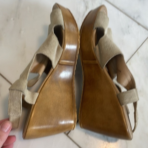 NWOT Anthropologie Barbara Barbieri Italian taupe leather wedge sandals size 8 - Picture 5 of 11